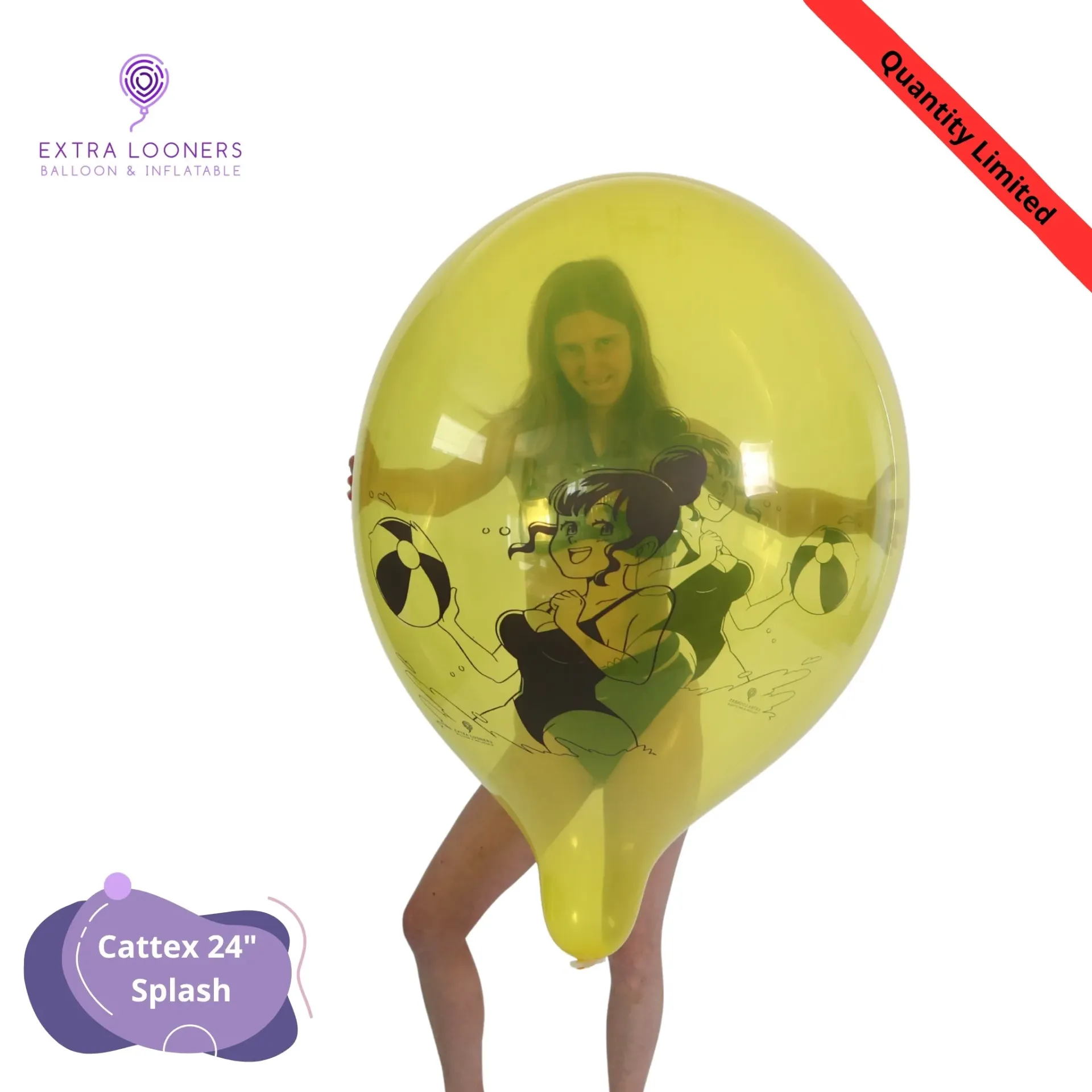 [PR/250DS.SPLASH.YLW] Cattex 24" Premium Jaune Cristal Splash Ballons en latex – Édition Limitée
