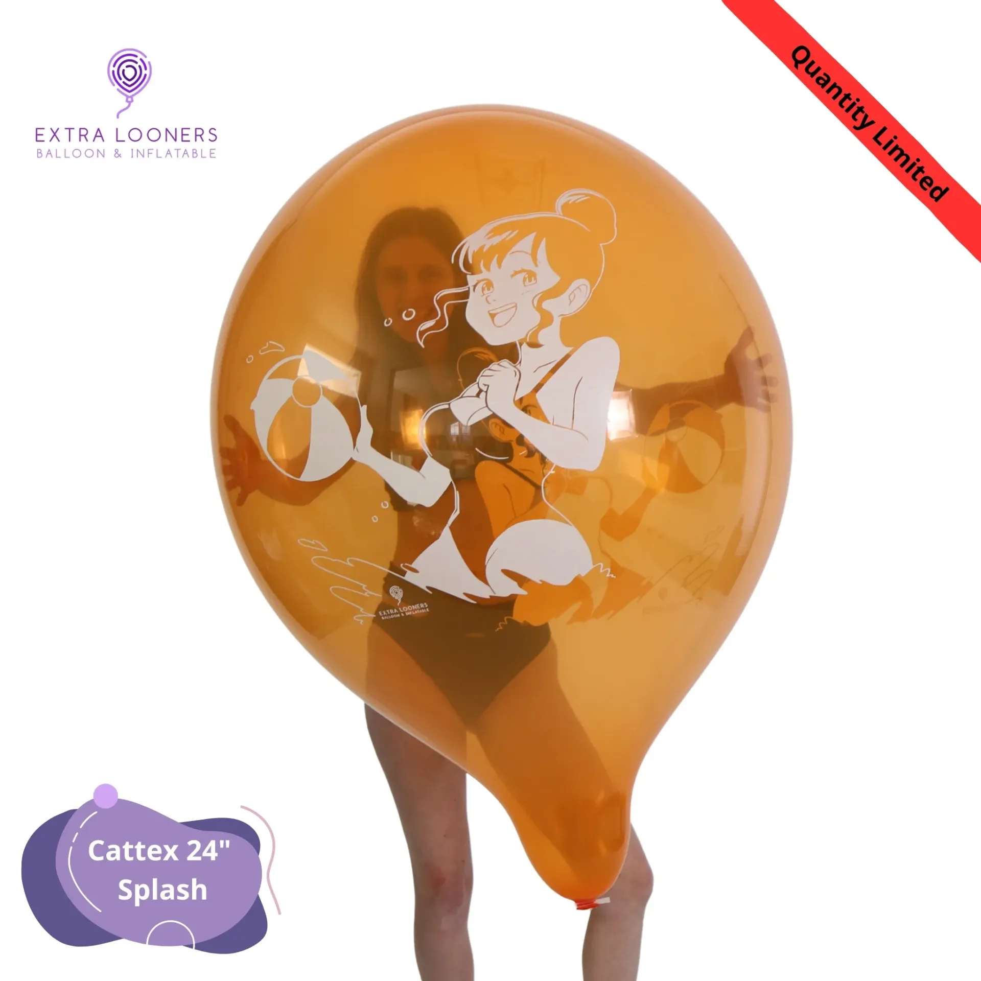 [PR/250DS.SPLASH.ORG] Cattex 24" Premium Crystal Orange Splash Latex Balloons – Limited Edition