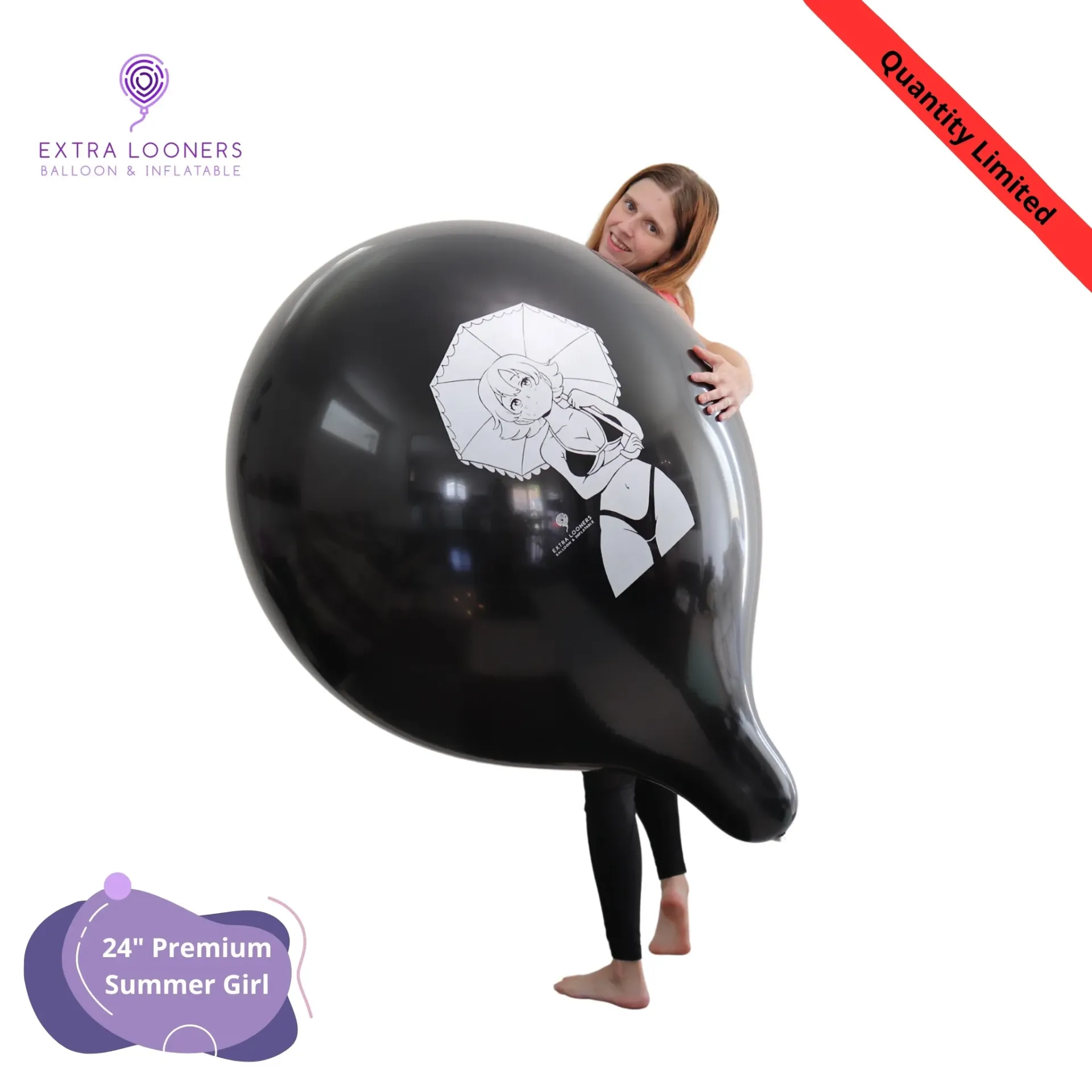 [PR/250DS.SUMGIRL.BLK] Cattex 24" Premium Noir Summer Girl Ballons en latex – Édition Limitée