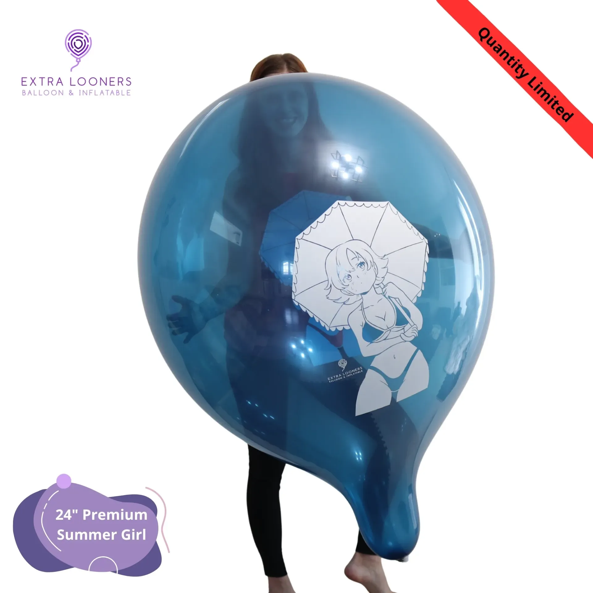 [PR/250DS.SUMGIRL.BLUE] Cattex 24" Premium Bleu Cristal Summer Girl Ballons en latex – Édition Limitée