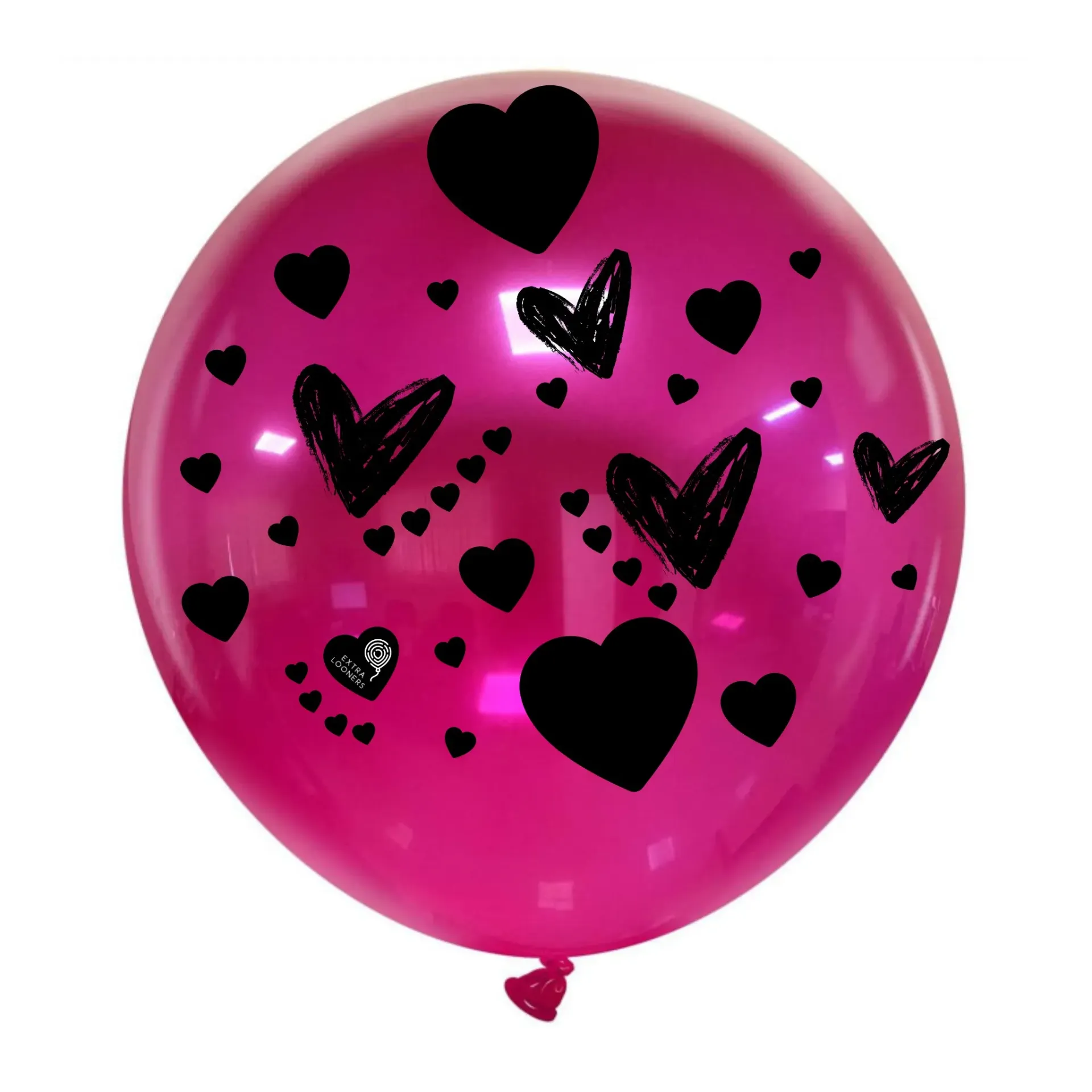 Cattex 24" Premium Fuchsia Cristal avec impression Cœurs Ballon en latex