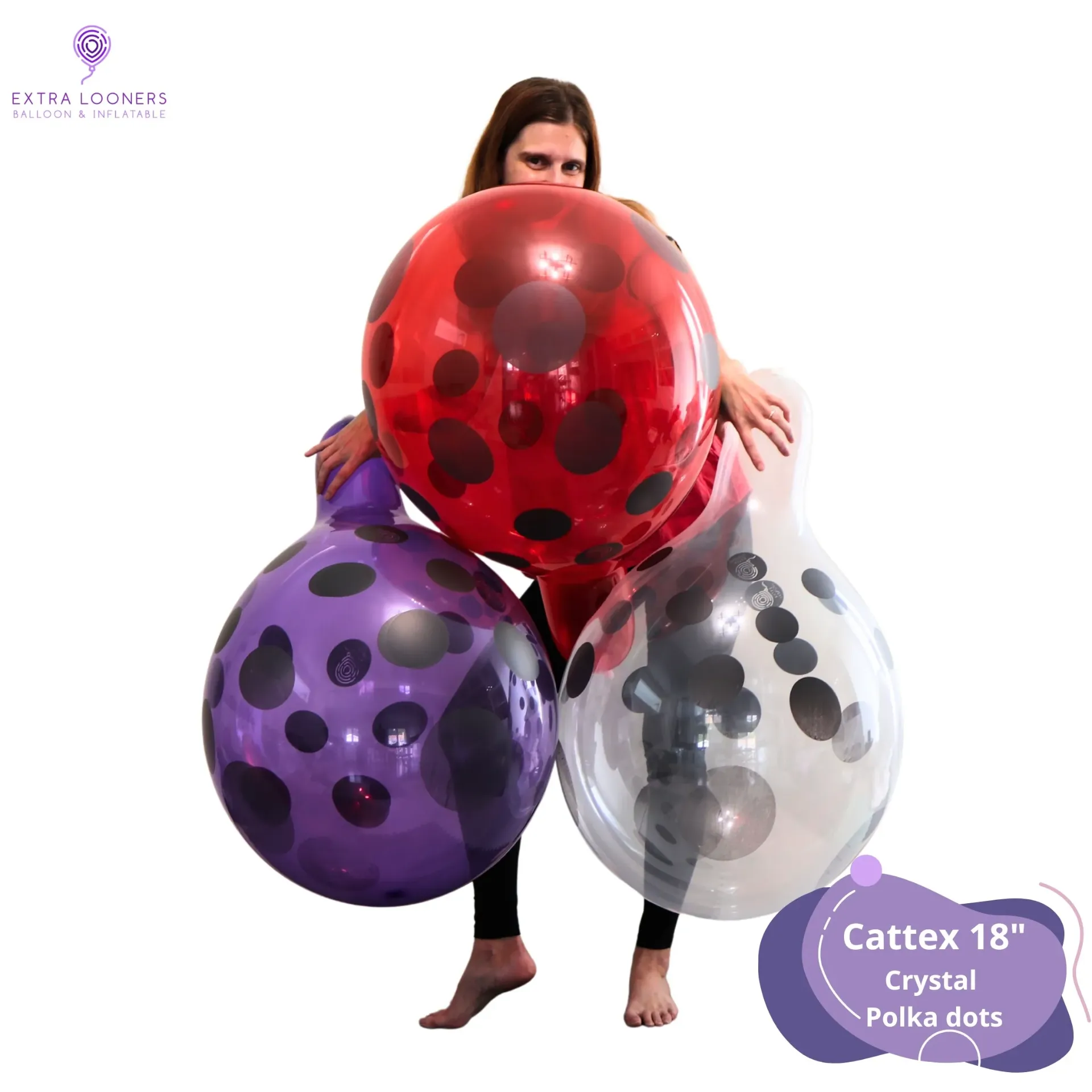 Cattex 18" Premium Assorted Crystal Polka Dot - Latex Balloons