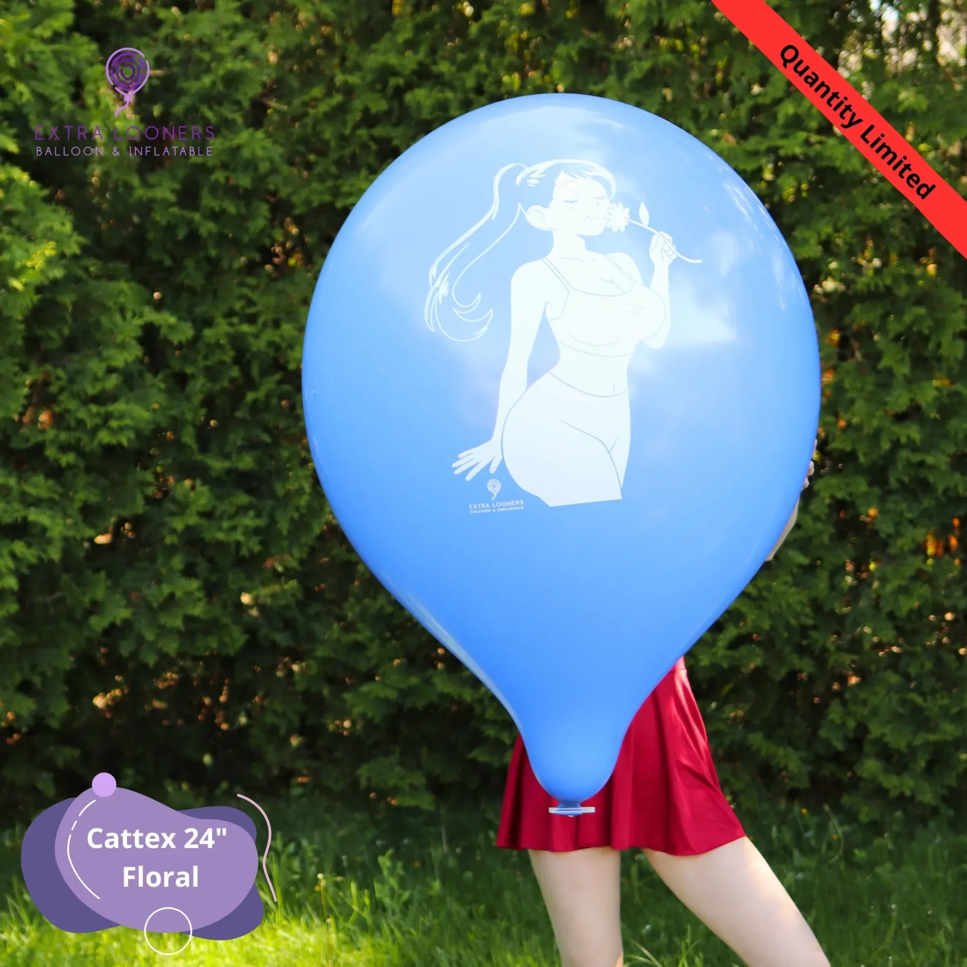 [PR/250DS.FLORAL.PERSIAN] Cattex 24" Premium Bleu Persan Floral Ballons en latex – Édition Limitée