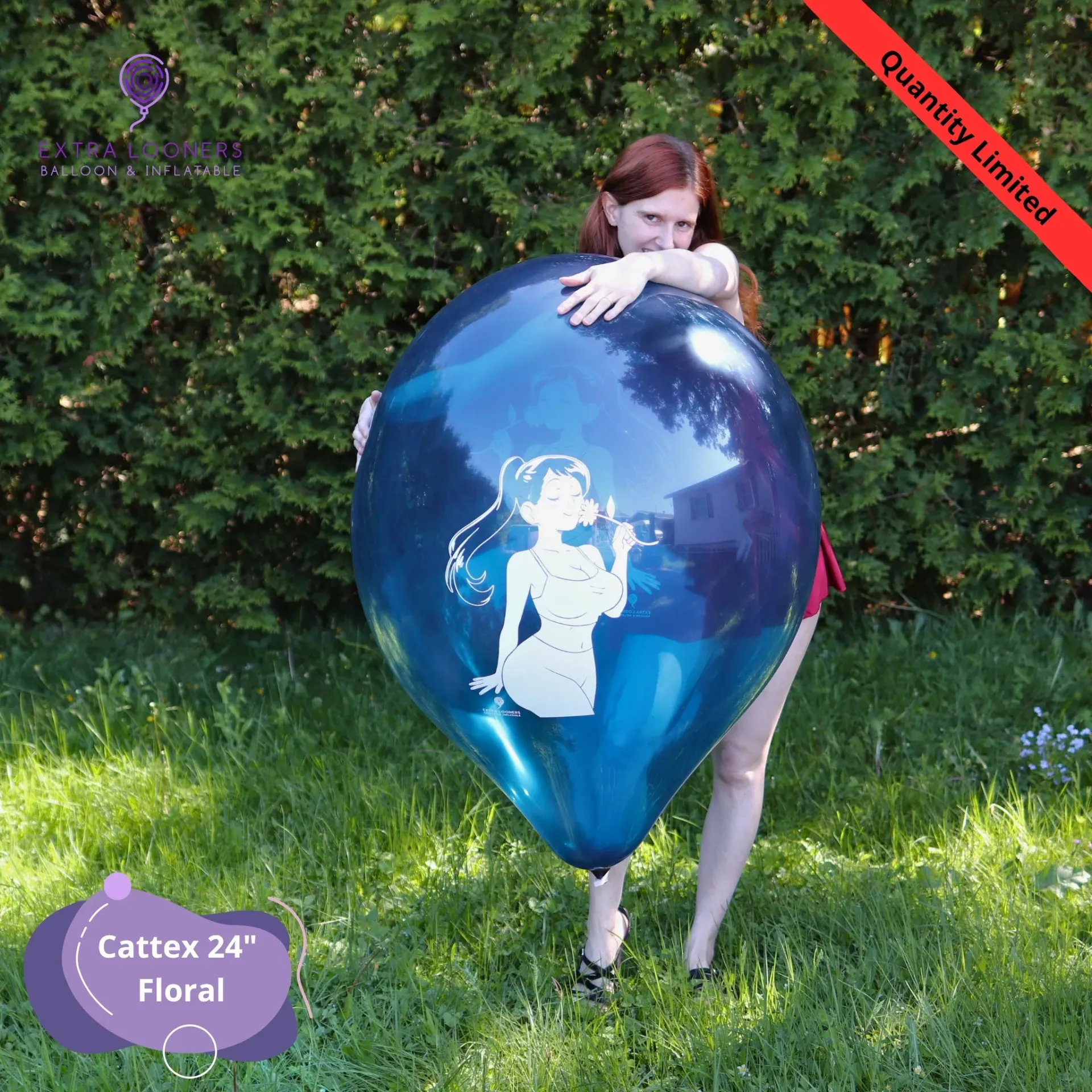 [PR/250DS.FLORAL.BLUE] Cattex 24" Premium Bleu Cristal Floral Ballons en latex – Édition Limitée