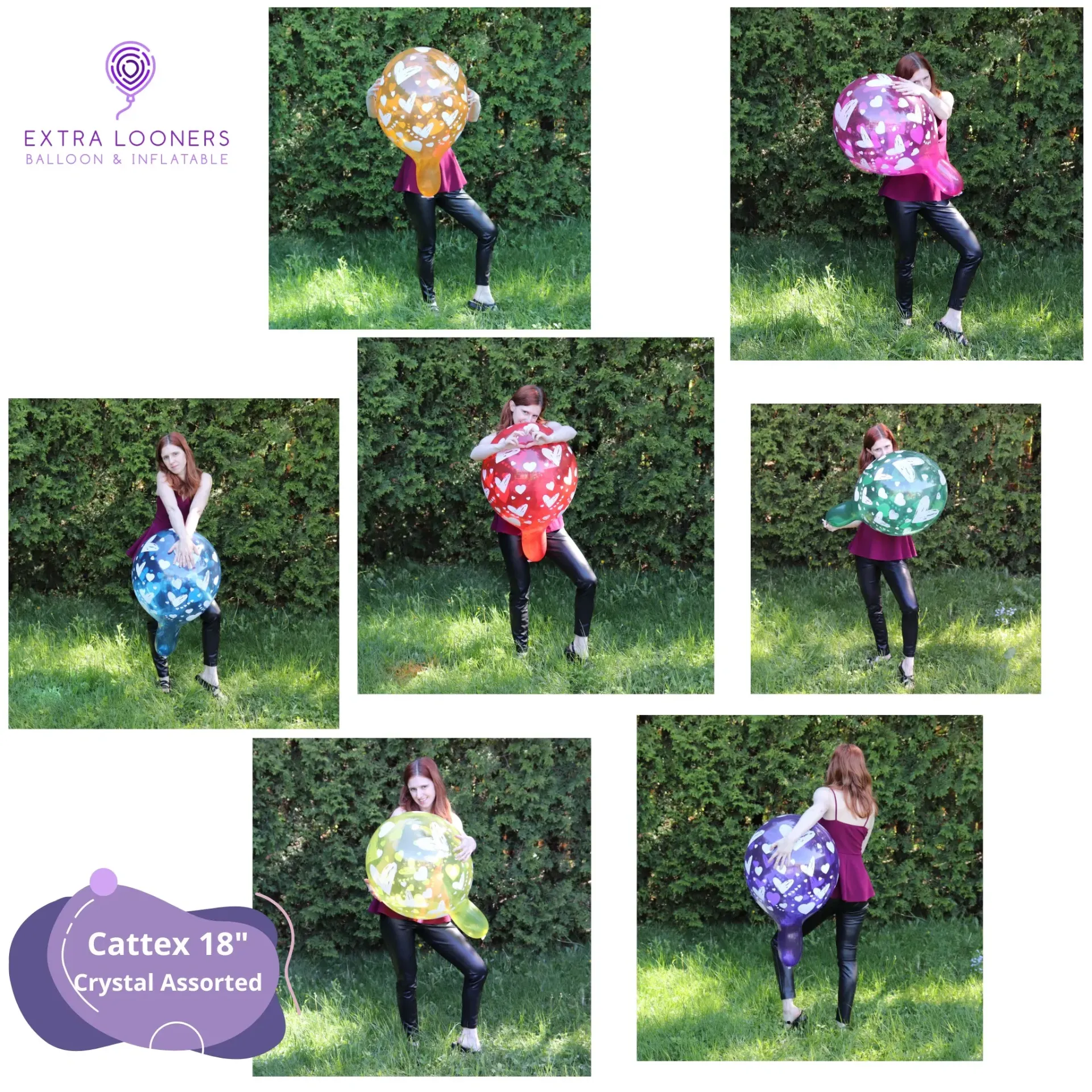 [PR/150DS.HEART] Cattex 18" Premium Assortiment Cristal Cœur Ballons en latex