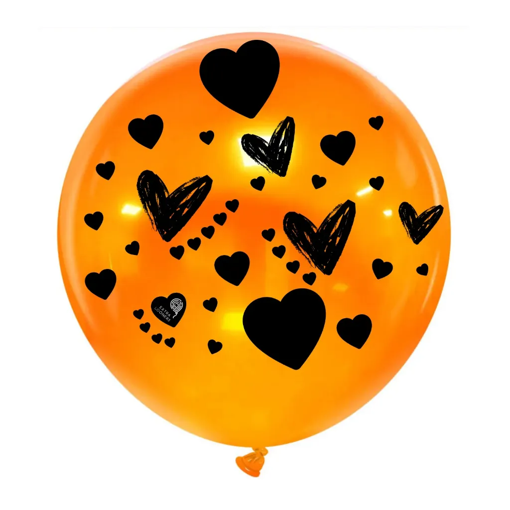 [CX24-CRH-ORG] Cattex 24" Premium Orange Cristal avec impression Cœurs Ballon en latex