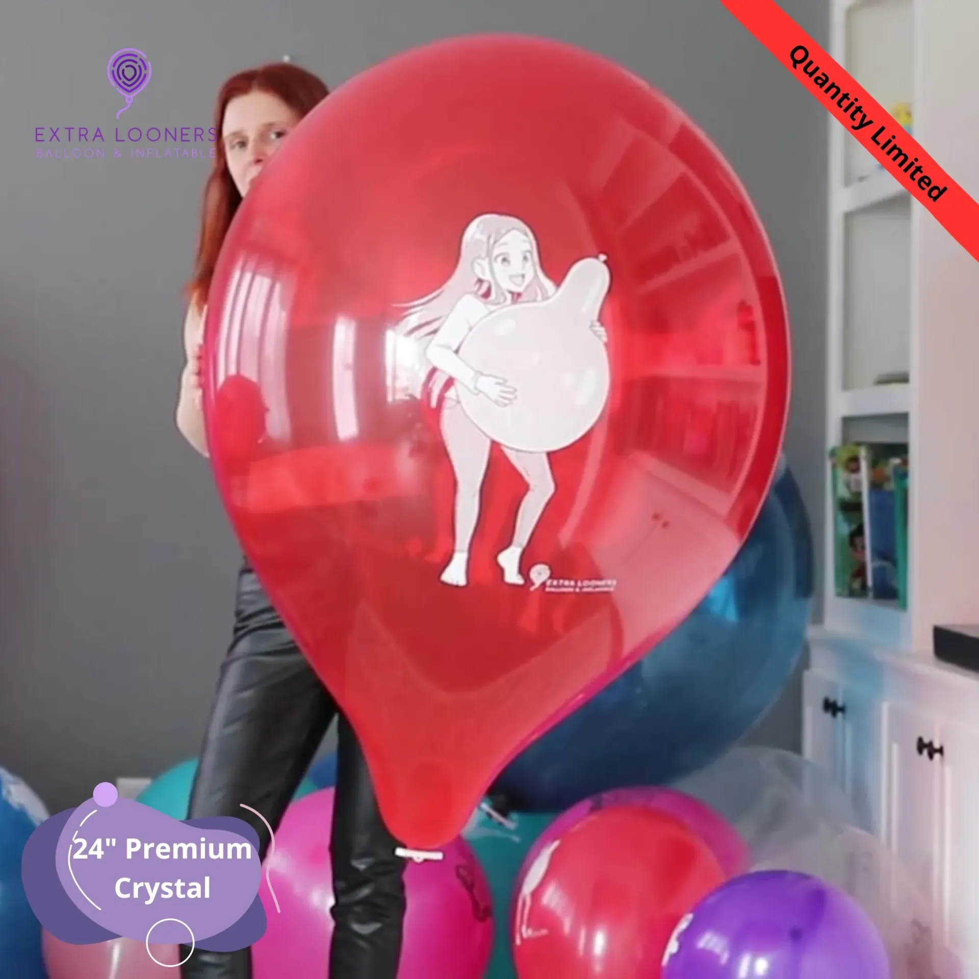 [PR/250.DS.C.EUGINA.RED] Cattex 24" Premium Rouge Cristal Eugina Ballons en latex – Édition Limitée