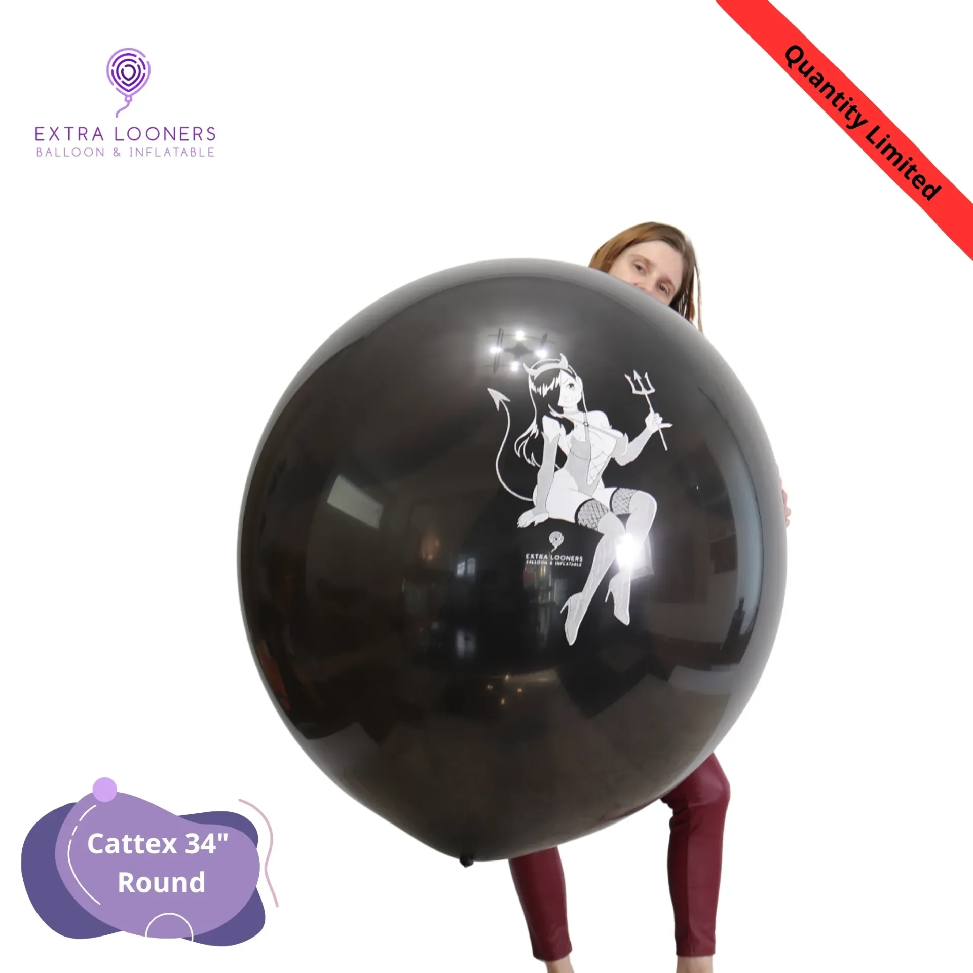 [PT/300RDS.BLK.LILITH] Cattex 37" Giant Black Lilith Halloween Latex Balloons – Limited Edition
