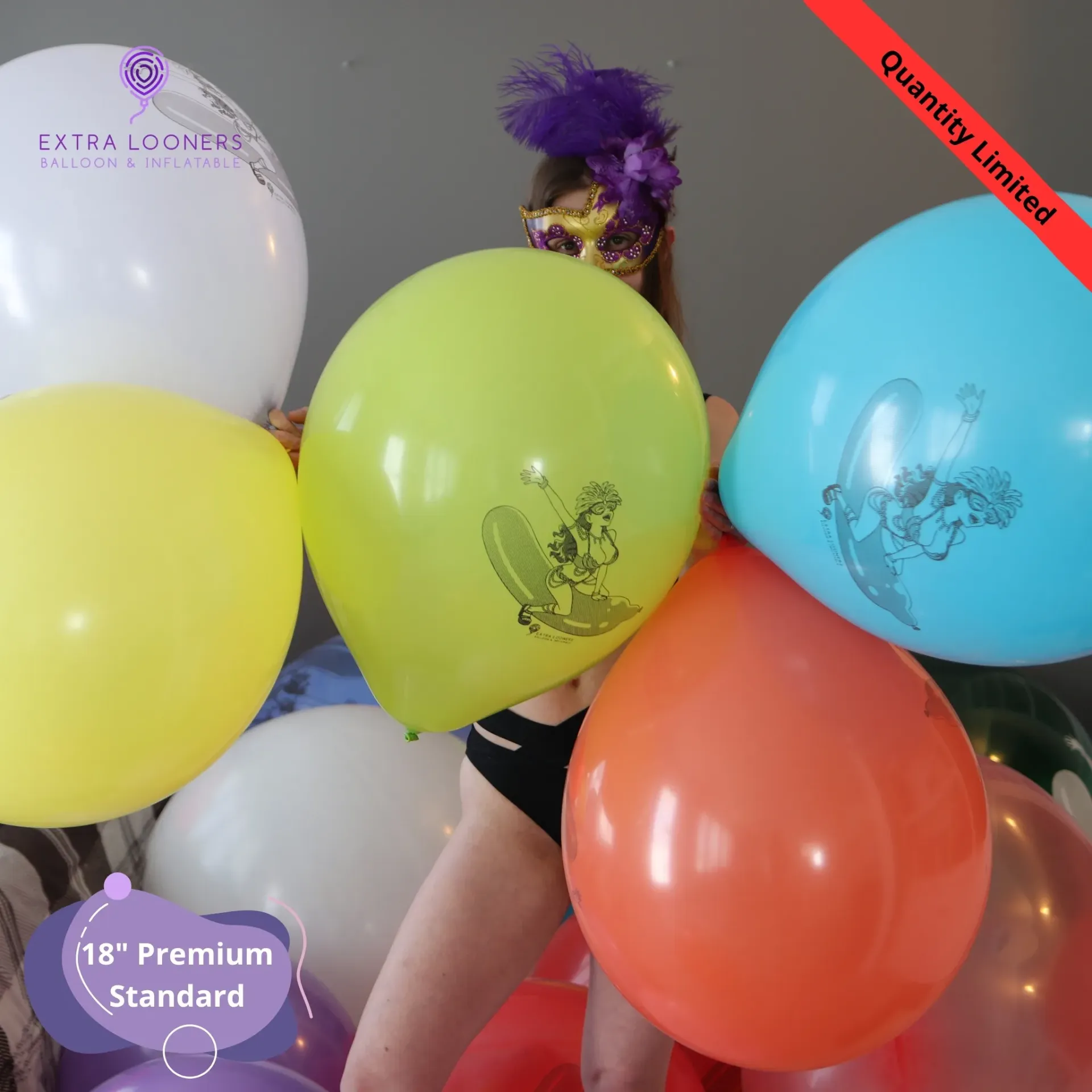 [PR/150DS.CARNAVAL] Cattex 18" Premium Assortiment Mardi Gras Ballons en latex – Édition Limitée