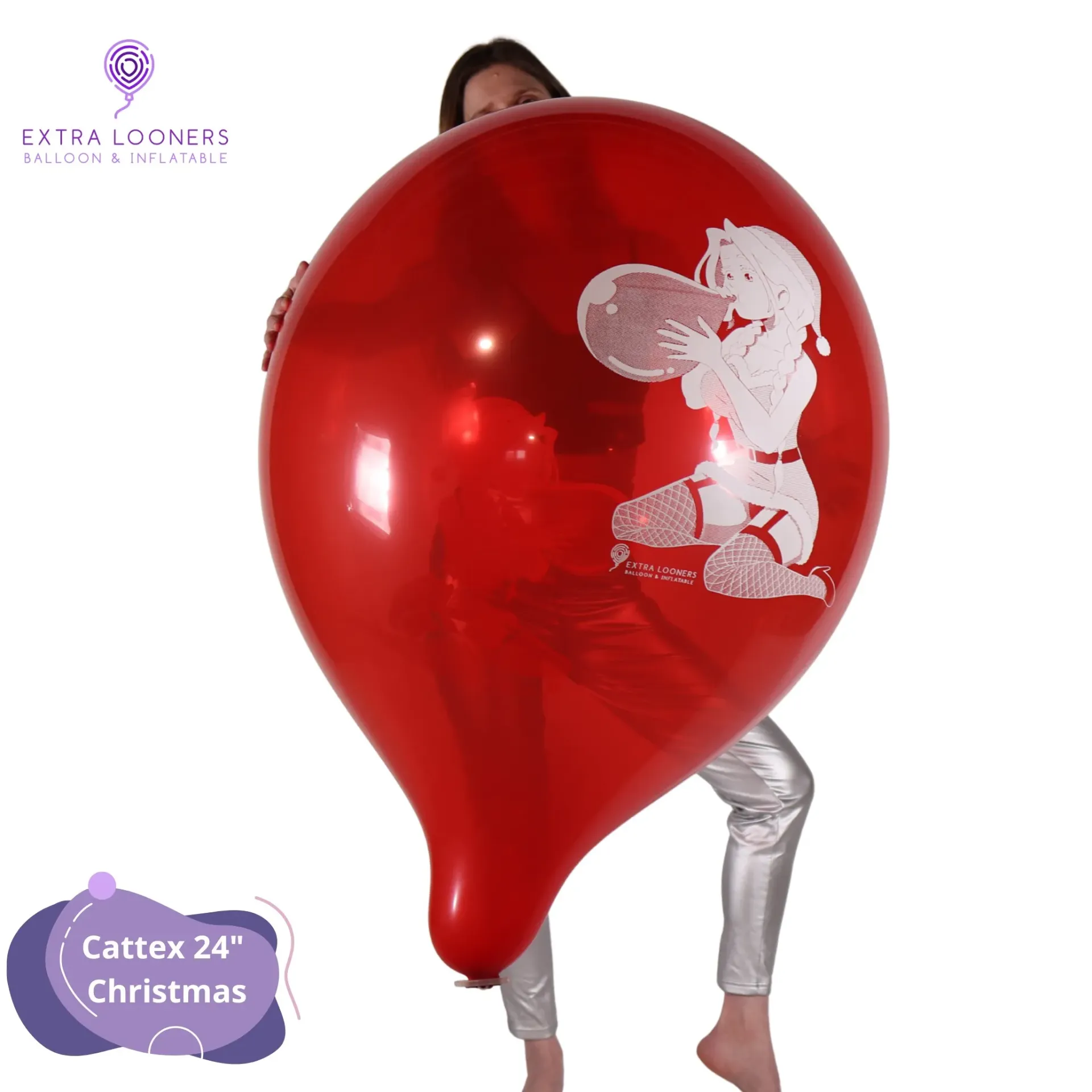 [PR/250DS.CHRISTMAS.CRYSTAL] Cattex 24" Premium Rouge Cristal Christmas Ballons en latex – Édition Limitée