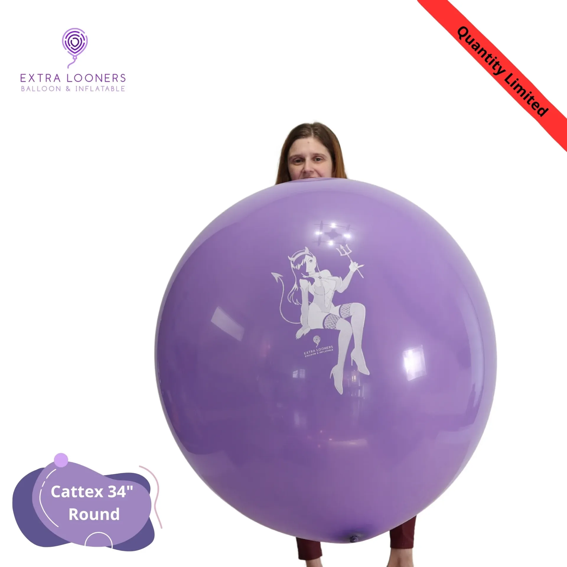 [PT/300R.DS.PRL.LILITH] Cattex 34" Round Purple Lilith Halloween Latex Balloons – Limited Edition